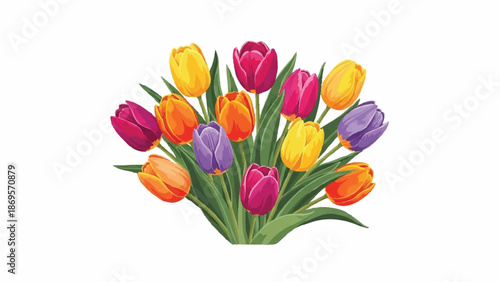 Vibrant Bouquet of Assorted Tulips in Full Bloom.
