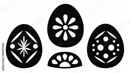 Elegant Easter eggs with floral patterns and geometric designs