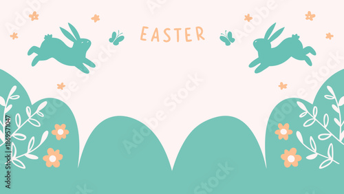 Easter celebration with bunnies and flowers