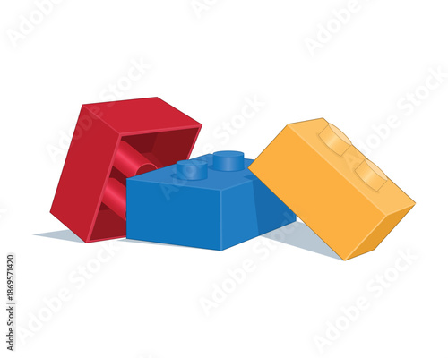 Educational building block vector design that trains children's fine motor creativity and imagination by arranging various shaped blocks into certain structures called bricks.
