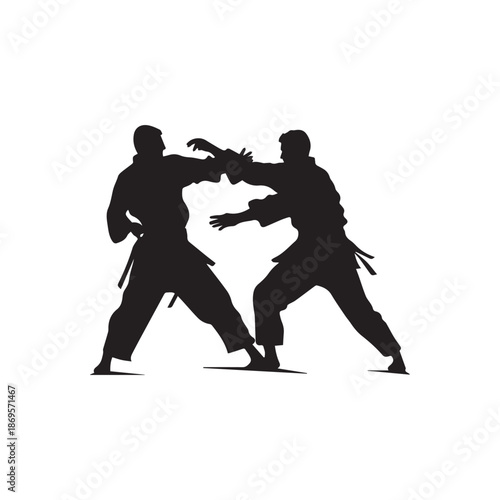 Martial arts fighter. Silhouette of a karate man. Vector illustration.