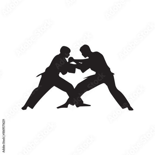 Martial arts fighter. Silhouette of a karate man. Vector illustration.