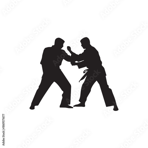 Martial arts fighter. Silhouette of a karate man. Vector illustration.