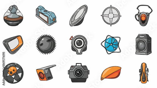 Collection of Futuristic Sci-Fi Game Icons and Assets.