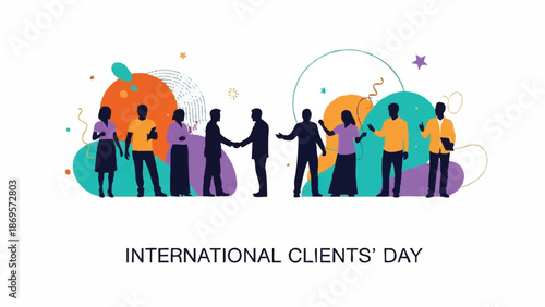 International Clients Day Celebration with Business People Handshaking.