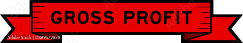 Ribbon label banner with word gross profit in red color on white background