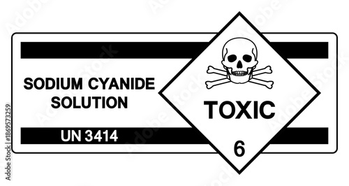 Sodium Cyanide Solution UN 3414 Symbol Sign, Vector Illustration, Isolate On White Background, Label.EPS10