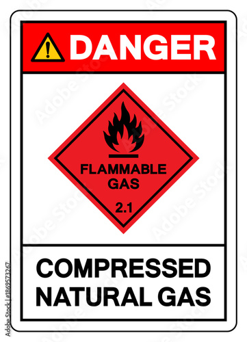 Danger Compressed Natural Gas Symbol Sign, Vector Illustration, Isolate On White Background, Label.EPS10
