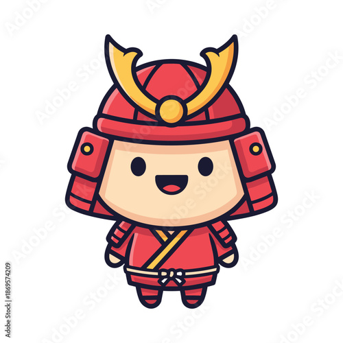 Cute Samurai Character Vector Illustration