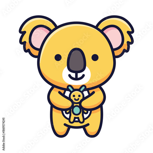 Adorable Koala Hugging Cuddly Toy Illustration