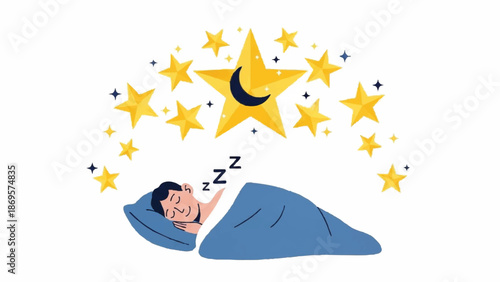 Person sleeping peacefully under a starry night sky.