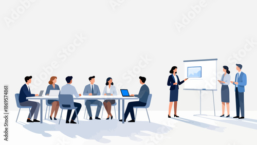 Business meeting with presentation