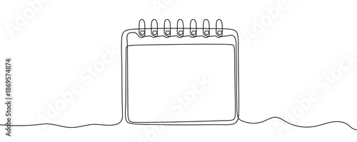 Calendar house or tear-off desk calendar with blank date field. Symbol of planning, organization, deadlines or time in one line art style with editable black stroke. Vector illustration.