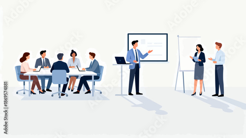 Business meeting with presentation