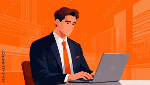 Businessman working on laptop