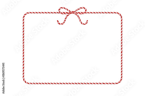 Red Candy Cane Border Frame with Bow