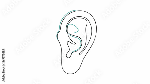 Minimalist Line Art Drawing of a Human Ear.