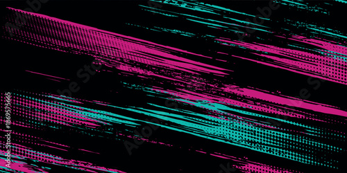 Car sticker wrap banner abstract sporty lines pink blue greenish grunge color combination brush storm thunder modern pattern racing motorsport. eps10.