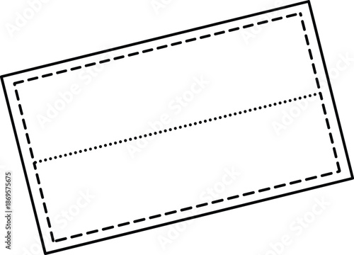 Geometric transformation vector illustration with tilted solid and dashed rectangles and diagonal line, ideal for math, rotation, and congruence concepts