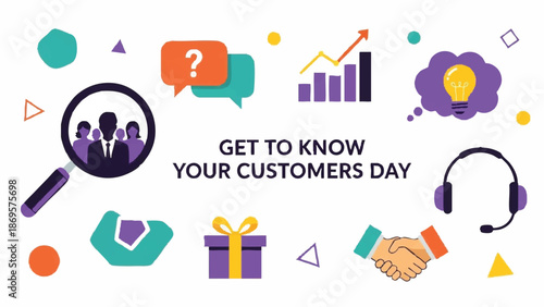 Get To Know Your Customers Day Business Strategy Icons.