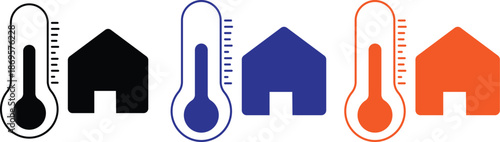Room temperature icon. simple house temperature flat design pictogram vector for app logo. Home temperature control on transparent background
