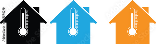 Room temperature icon. simple house temperature flat design pictogram vector for app logo. Home temperature control on transparent background
