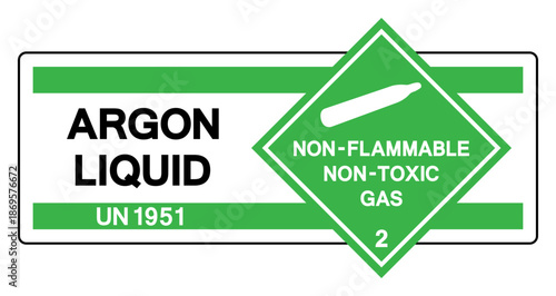 Argon Liquid UN 1951 Symbol Sign, Vector Illustration, Isolate On White Background, Label.EPS10