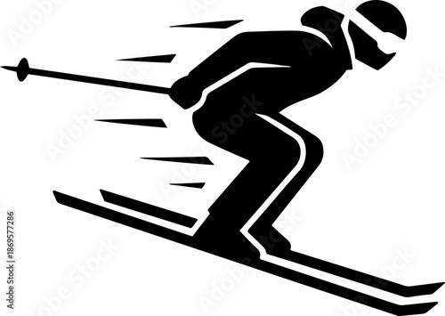 Fast Alpine Skiing Silhouette