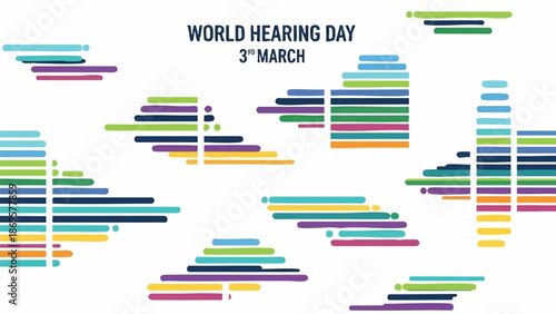 World Hearing Day March 3rd Abstract Colorful Lines Graphic.