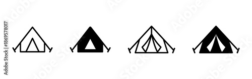 Camping icon. Camp tent symbol. Minimal camping tent pictogram for outdoor themes.