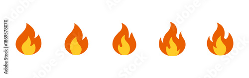 Fire icon. Flame symbol illustration for heat, energy and danger concepts. Burning fire sign for warning, ignition and power themes. Flat colored flame isolated on white background.