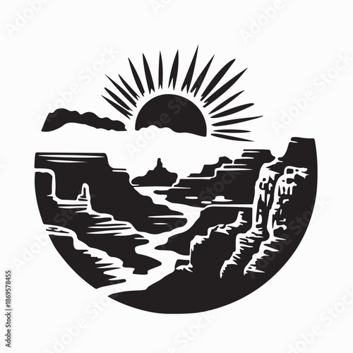Grand Canyon Logo Vintage Vector Design on White Background