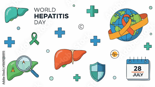 World Hepatitis Day Awareness Medical Illustration.