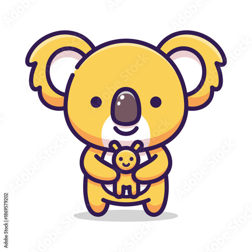 Adorable Koala Hugging Plush Toy Vector Illustration