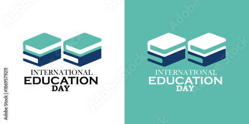 Modern International Education Day logos featuring book stacks, perfect for promoting global learning and literacy initiatives with a professional and vibrant design