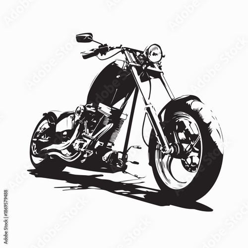 Custom American Chopper Motorcycle Vector Image Isolated on White Background