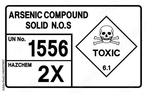 Arsenic Compound Liquid UN 1556 Symbol Sign, Vector Illustration, Isolate On White Background, Label.EPS10