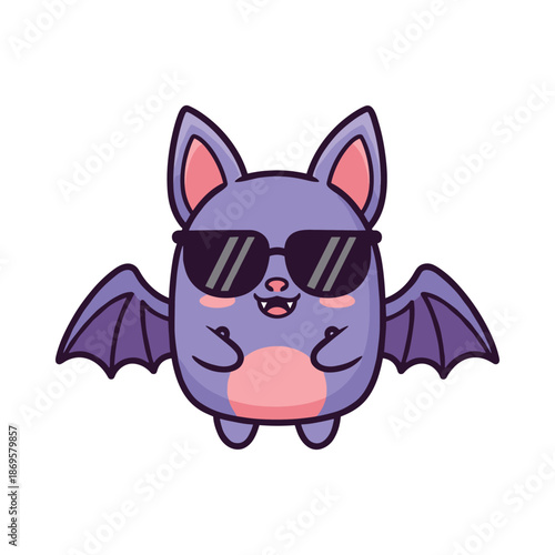 Cool Cartoon Bat with Sunglasses Illustration
