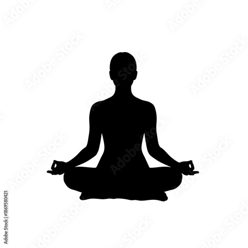 Silhouette of a Person in Lotus Position Meditating Peacefully.
