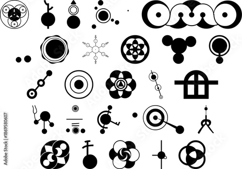 Fotografía Miscellanea of ​​different symbols, rare vintage set