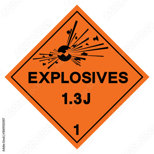 Classs 1 Explosives 1.3J Symbol Sign , Vector Illustration, Isolate On White Background Label.EPS10