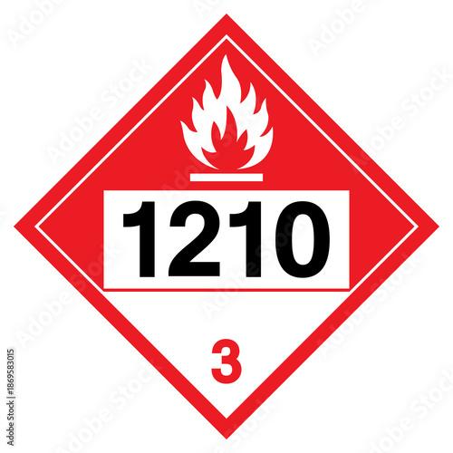 Printing Ink NOS UN1210 Symbol Sign, Vector Illustration, Isolate On White Background, Label.EPS10