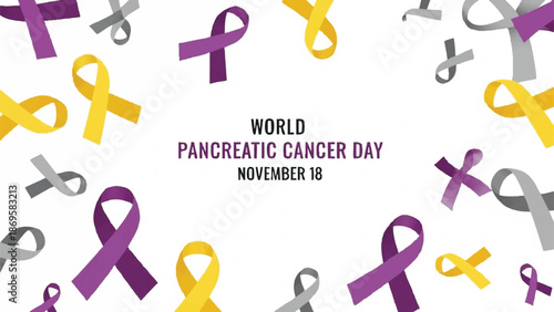 World Pancreatic Cancer Day Awareness Ribbons.