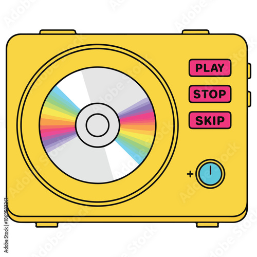Portable CD Player Clipart, Retro 80s Clipart, Vintage Eighties Illustration, Throwback To The 90s Art