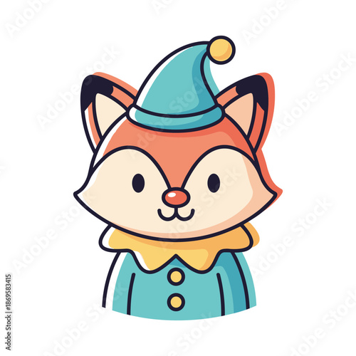 Cartoon Fox Jester Vector Illustration