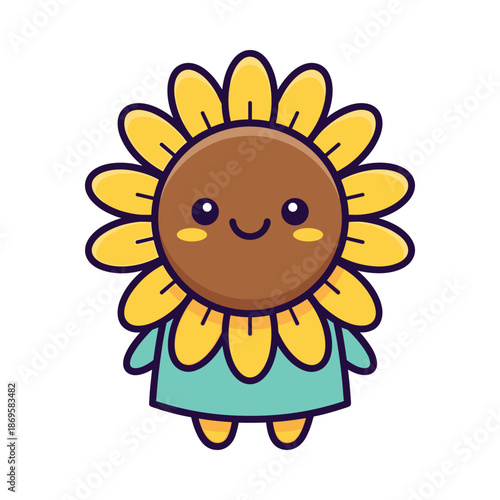 Adorable Cartoon Sunflower Character Illustration