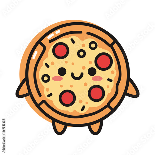 Cute Cartoon Pizza Character Illustration