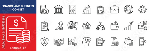 Finance And Business Banking Money Thin Line Icons