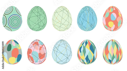 Vibrant Easter eggs with unique patterns and designs