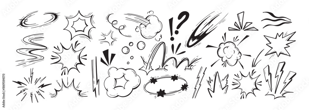 Fototapeta premium anime comic emoticon element graphic effects hand drawn doodle